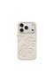iPhone 18 Pro Compatible Case with Carved Pattern Back Surface Cloude Cover Cream