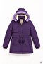 Purple Girls' Plush Fur Inside, Tassel Detailed, Removable Hooded, Long Cut Coat 24871 - 4