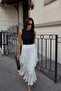 Black and white polka dot ruffle sleeveless maxi dress 2064