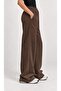 Women's Brown Wide Leg Modal Palazzo Sweatpants with Tie Waist - 6