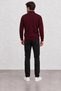 Men's Burgundy Half Fisherman Corspan Basic Knitwear - 4