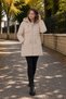 Beige Girls' Plush Fur Inside, Tassel Detailed, Removable Hooded, Long Cut Coat 24869 - 2