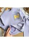 Girl's Sweatshirt and Patterned Sweatpants Set - 3