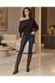 Women's Boat Neck Off-Shoulder Premium Viscose Blended Soft Textured Knitwear Blouse - 3