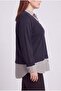 Shirt Garnished Plus Size Knitted Blouse Black - 2
