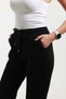 Elastic Waistband, Soft Fabric, Lace-Up Waist and Double Pockets, Winter Black Sweatpants for Women - 5