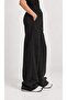 Women's Black Wide-Leg Modal Palazzo Sweatpants with Tie Waist - 4