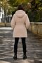 Beige Girls' Inflatable Coat with Drawstring Waist, Plush Fur Inside and Removable Hood 24892 - 4