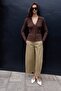 Ribbed Knitwear Blouse Brown - 2