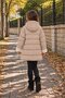 Brown Girl's Inflatable Coat with Fur Detail on the Sleeve, Detachable Hood and Inner Lining 24876 - 3