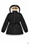 Black Girl's Detachable Hooded Inflatable Coat with Belt and Fur Inside 24878 - 4