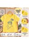 Baby Boy 100% Cotton Shark Printed Yellow Butter Yellow Short Sleeve T-Shirt 3-6 Months - 4