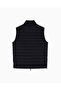 Men's Zippered Logo Patterned Black Vest - 2