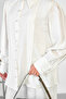 Women's Shirt Suit with Embroidery Detail on Collar and Sleeves, White - 5