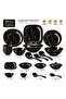 18 Pcs Melamine Dinner Set | Black Gold Marble Dinnerware Set with 12" Square Tray, 10" & 8" Deep Plates, 10" Bowl with Lid, Bowls, Ladle & Rice Spoon - 3