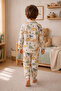 Boy's Dinosaur Printed Shirt Collar Buttoned Pajama Set - 2
