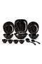 18 Pcs Melamine Dinner Set | Black Gold Marble Dinnerware Set with 12" Square Tray, 10" & 8" Deep Plates, 10" Bowl with Lid, Bowls, Ladle & Rice Spoon - 2