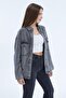 Women's Double Pocket Snap Closure Oversize Denim Shirt - 3