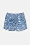 White-Indigo Ethnic Patterned Mid-Shorts