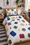 Easy-Iron Duvet Cover Set Single Size Lego Navy Blue
