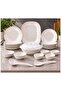 18 Pcs Melamine Dinner Set for 4 | White Dinnerware Set with Rice Plate, Deep Plates, Serving Bowl with Lid, Bowls, Ladle & Rice Spoon | Lightweight Tableware Set