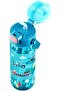 Button Straw Water Bottle 550 ml Boys Blue Leakproof School Kids 18 oz Automatic Drinking Bottle Toddlers Press On Refillable BPA free (Vehicles) - 2