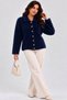Women's Shirt Collar 7 Heart Gold Buttoned Long Furry Embroidered Knitwear Jacket - 5