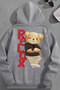 Unisex 3 Thread Cotton Gray Relaxbear Print Loose Fit Sweatshirt Hoodie