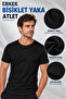 Men's Crew Neck Short Sleeve Undershirt (Tutku Authorized Seller) 100% Cotton 1 Piece – Black - 2