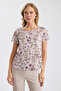 Floral Patterned Draped Satin Blouse