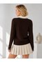 Contrast Polo Collar Buttoned Embossed Patterned Knitwear Sweater Aw26Kz00064 - 3