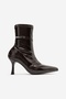 Andora Brown Wrinkled Patent Leather Women's Heeled Boots - 7