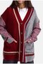 Women's Burgundy W6-35 Oversize Shirt Fabric Detailed Special Design Knitwear Cardigan - 5