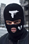 Knitted Unisex Gun Broken Heart Embroidered Balaclava Black