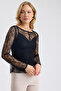 Chantilly Lace Blouse with Inner Tank Top - 2