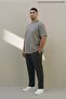Gray Gray Large Size Men's Basic Crew Neck T-Shirt - 4