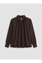 Vizyon New Season Brown Judge Collar 100% Cotton Women's Shirt Tunic - 5