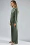 Embroidered crew neck sweatshirt and straight leg pants two-piece set - 2