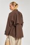 7532 High Collar Zippered Trench Coat with Pockets - Brown - 5