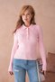 Polo Collar Stone Detailed Gold Button Ribbed Knit Sweater Aw26Kz00063