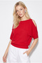 Women's Red Sleeveless Boat Neck Button Detailed Mercerized Knitwear Blouse 2859 60286475 - 3