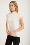 Sleeveless Stand Collar Ense 2 Button Blouse - 2