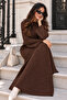 Knitted Patterned Knitwear Dress K3031 Brown - 3