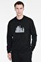 Men's Black Cotton Standard Fit Regular Cut Crew Neck Sweatshirt