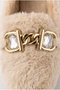 Women's Gold Chain, Crystal Stone Detailed Plush Indoor Ballerinas - 3
