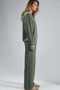 Embroidered crew neck sweatshirt and straight leg pants two-piece set - 4
