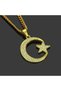 Stone Moon Star Necklace – Gold Color Shiny Stone Detailed Necklace for Women and Men Unisex - 4