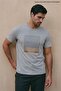 Gray Men's Gradient Tape Printed Crew Neck T-Shirt - 3