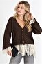 Women's Long Lace Detailed V-Neck Soft Basic Knitwear Cardigan - 2