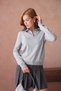 Polo Collar V-Neck Look Long Sleeve Basic Knitwear Sweater Aw26Kz00060